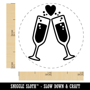 Cheers Toast Champagne Heart Love Wedding Anniversary Rubber Stamp for Stamping Crafting Planners