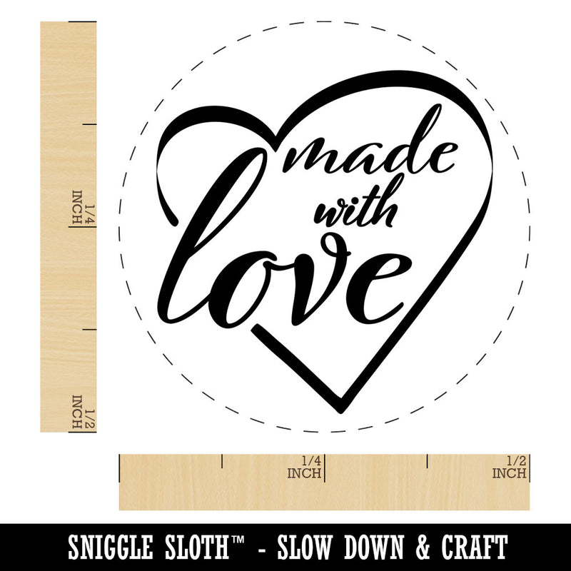 Made with Love in Heart Rubber Stamp for Stamping Crafting Planners