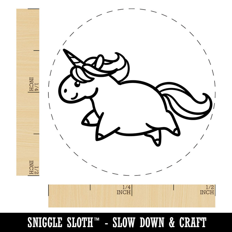 Chubby Unicorn Running Rubber Stamp for Stamping Crafting Planners