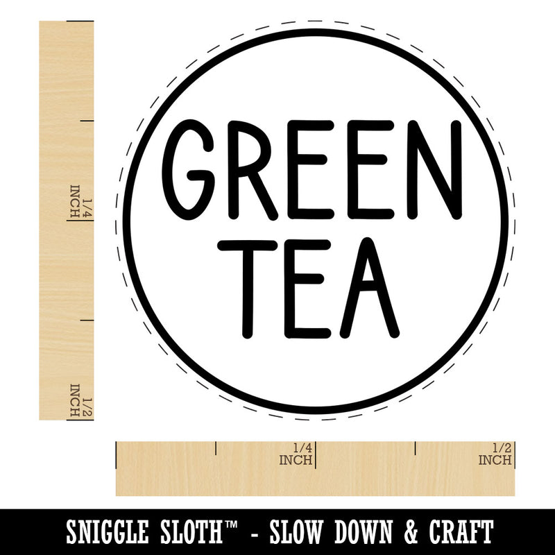 Green Tea Flavor Scent Rounded Text Rubber Stamp for Stamping Crafting Planners