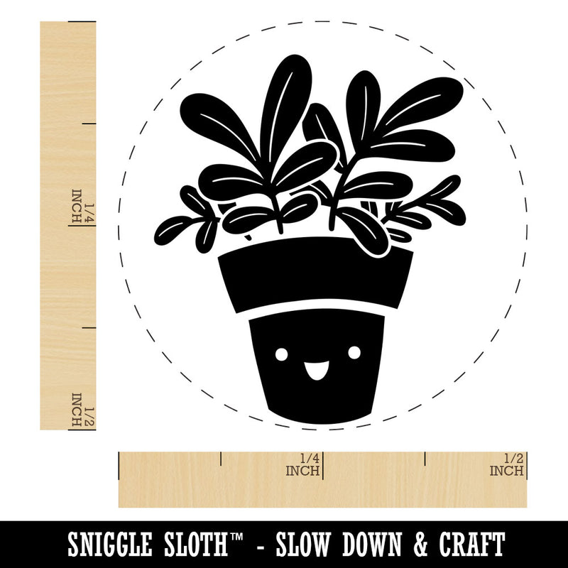 Happy Potted Plant Rubber Stamp for Stamping Crafting Planners