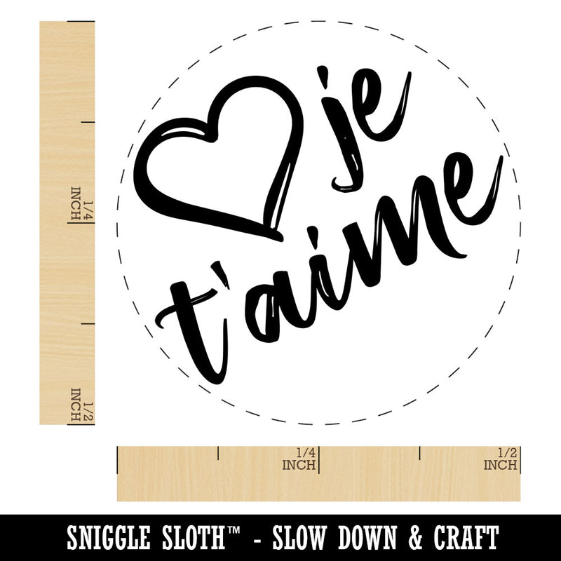 I Love You in French Je T'aime Heart Rubber Stamp for Stamping Crafting Planners