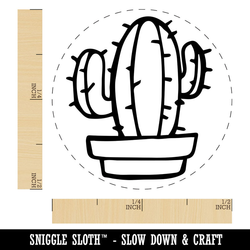 Hand Drawn Cactus Doodle Rubber Stamp for Stamping Crafting Planners