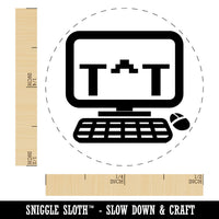 Crying Kawaii Computer Face Emoticon Rubber Stamp for Stamping Crafting Planners