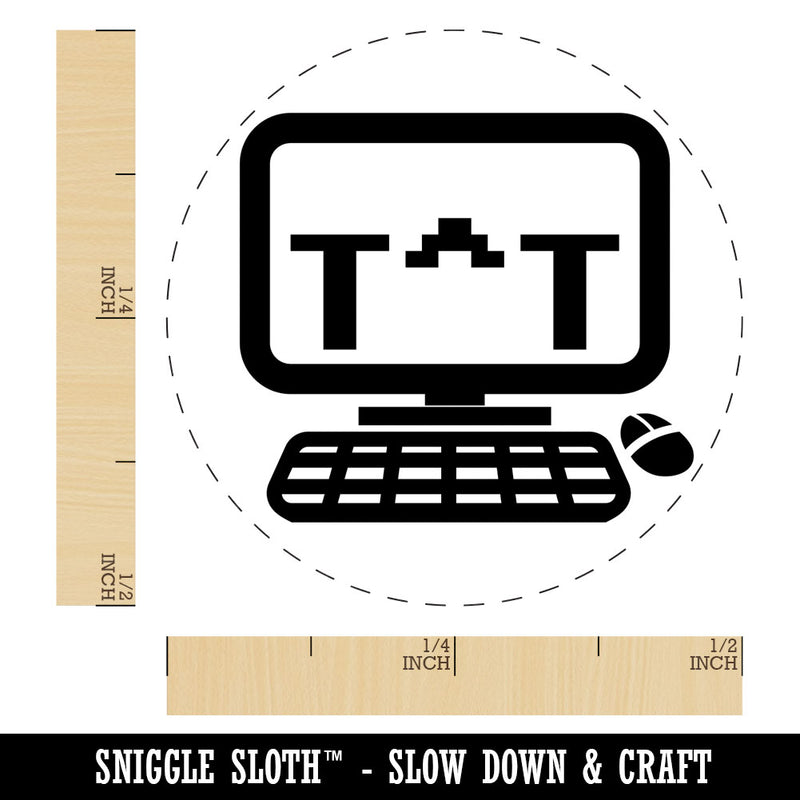 Crying Kawaii Computer Face Emoticon Rubber Stamp for Stamping Crafting Planners