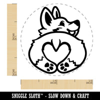 Cute Corgi with a Heart Butt Rubber Stamp for Stamping Crafting Planners