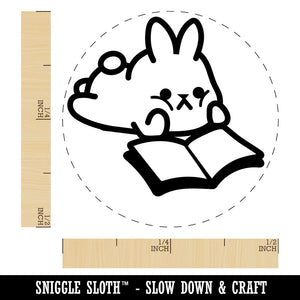 Cute Kawaii Bunny Rabbit Reading Studying for School Rubber Stamp for Stamping Crafting Planners