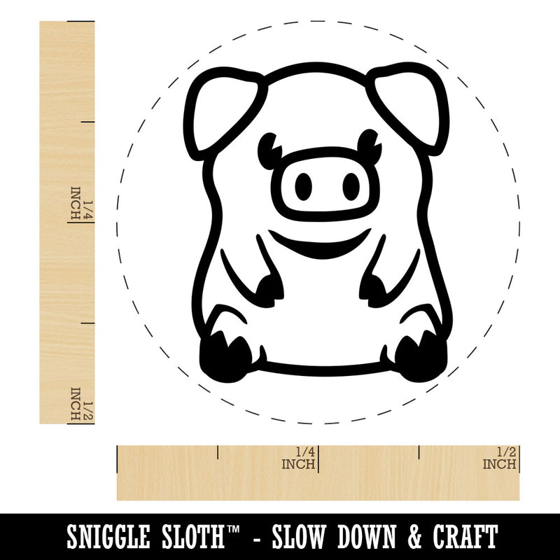 Cute Little Pig Sitting Rubber Stamp for Stamping Crafting Planners