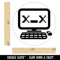 Dead Kawaii Computer Face Emoticon Rubber Stamp for Stamping Crafting Planners