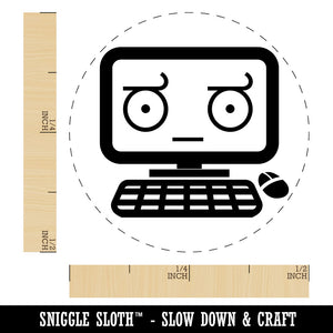 Doubtful Kawaii Computer Face Emoticon Rubber Stamp for Stamping Crafting Planners