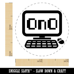 Frowning Kawaii Computer Face Emoticon Rubber Stamp for Stamping Crafting Planners