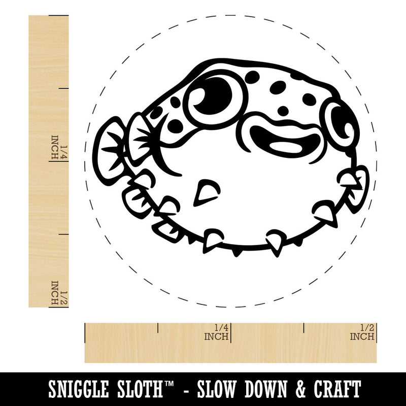 Happy Little Pufferfish Rubber Stamp for Stamping Crafting Planners