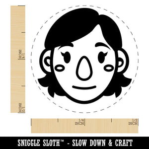 Human Female Character Face Rubber Stamp for Stamping Crafting Planners