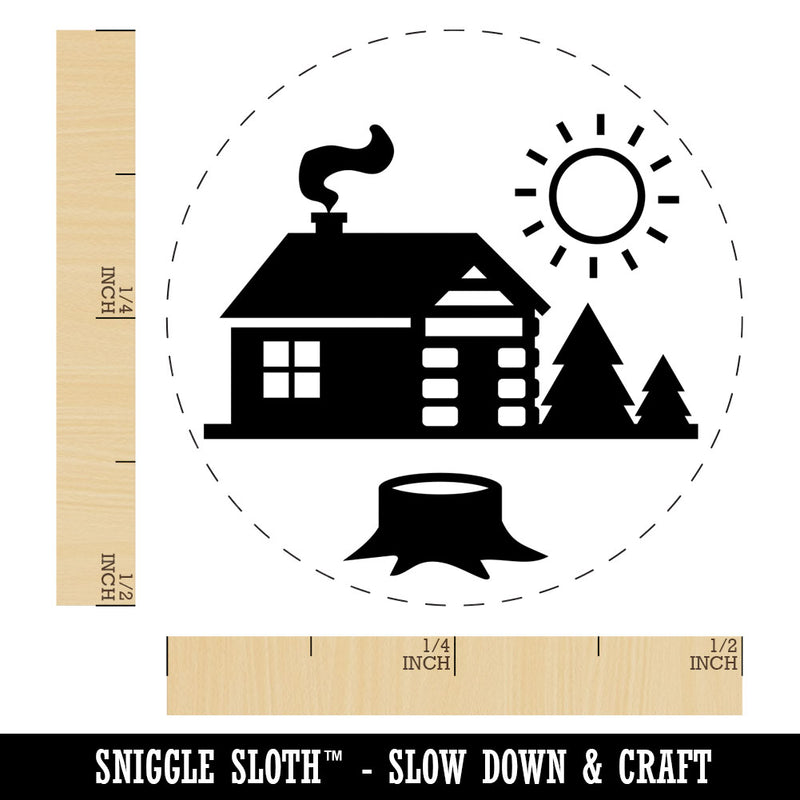Log Cabin in the Woods Rubber Stamp for Stamping Crafting Planners
