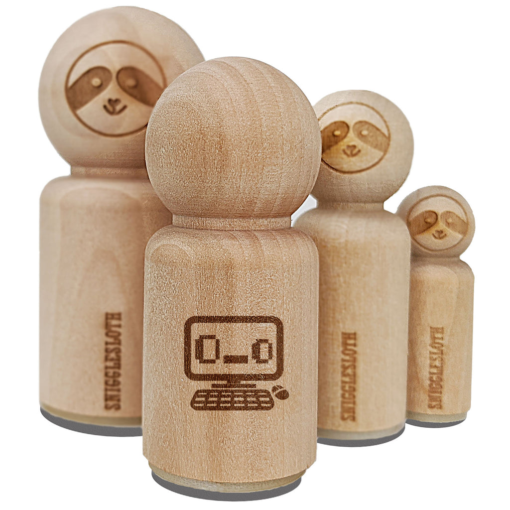 Shocked Confused Kawaii Computer Face Emoticon Rubber Stamp for Stamping Crafting Planners