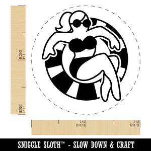 Summer Woman in Swimsuit Floating Rubber Stamp for Stamping Crafting Planners