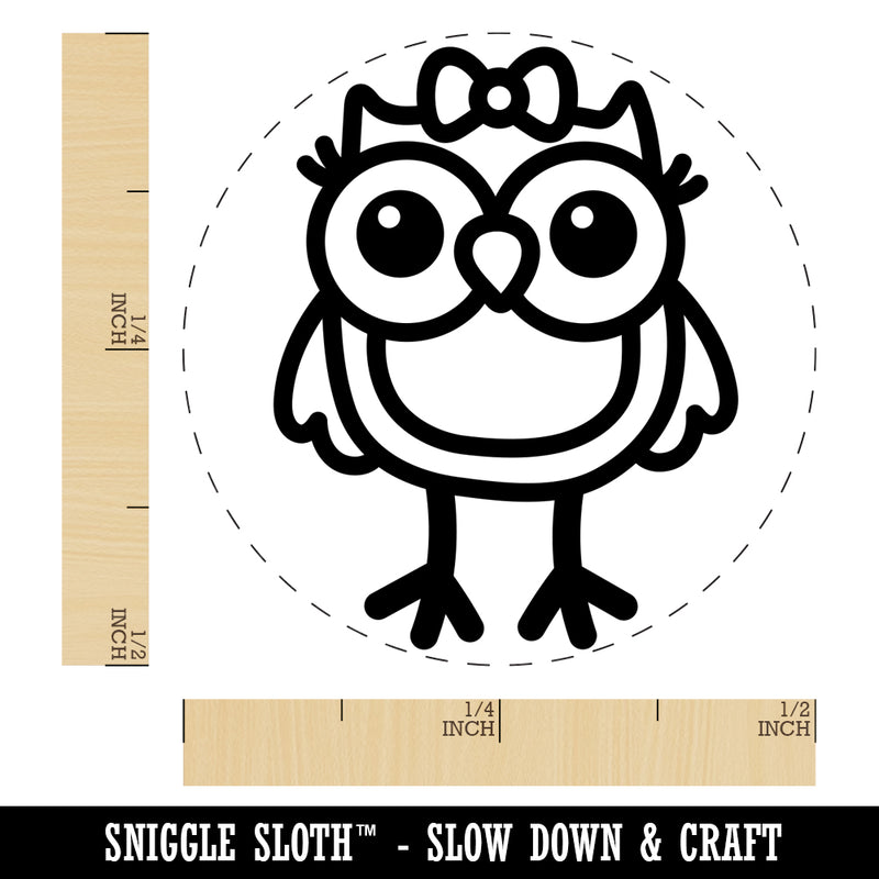 Cute Girl Owl with Bow Rubber Stamp for Stamping Crafting Planners