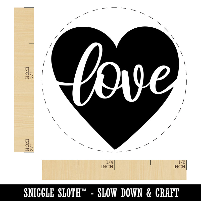 Love Script in Heart Rubber Stamp for Stamping Crafting Planners