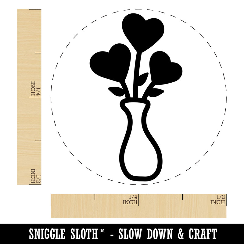 Vase of Heart Flowers Valentine's Day Rubber Stamp for Stamping Crafting Planners