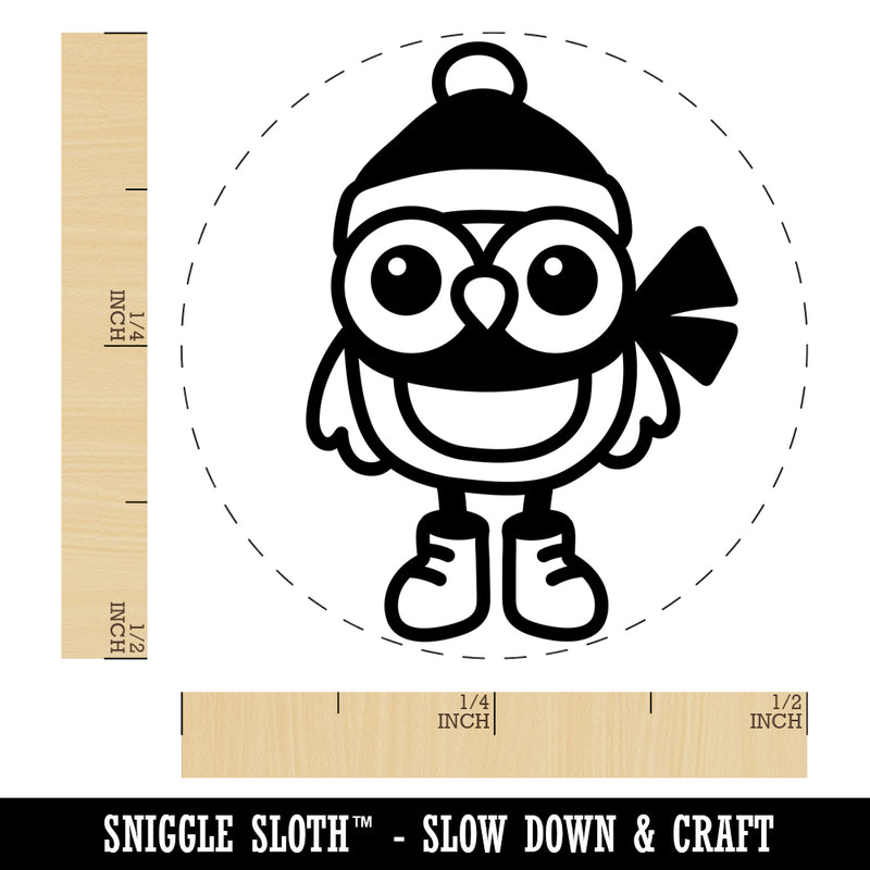 Winter Owl with Hat Scarf Rubber Stamp for Stamping Crafting Planners