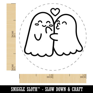 Two Ghosts in Love Kissy Face Halloween Rubber Stamp for Stamping Crafting Planners