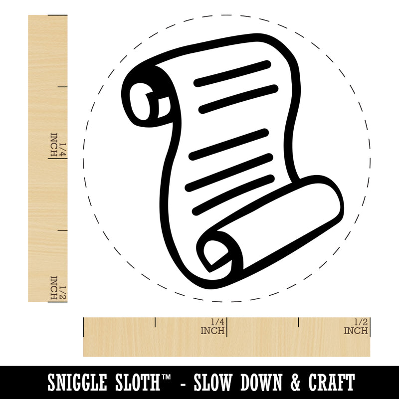 Unrolled Scroll of Parchment and Text Rubber Stamp for Stamping Crafting Planners