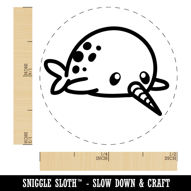 Chibi Narwhal Plopped on Belly Rubber Stamp for Stamping Crafting Planners