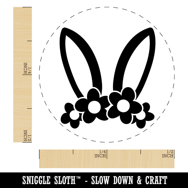 Easter Bunny Ears with Flower Crown Rubber Stamp for Stamping Crafting Planners