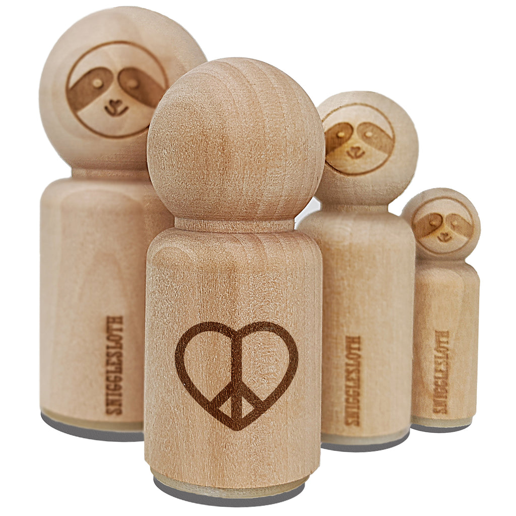 Peace Symbol in Heart Rubber Stamp for Stamping Crafting Planners