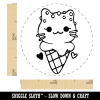 Yummy Ice Cream Cone Cat with Sprinkles Rubber Stamp for Stamping Crafting Planners