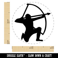 Archer Kneeling with Bow Drawn Archery Rubber Stamp for Stamping Crafting Planners