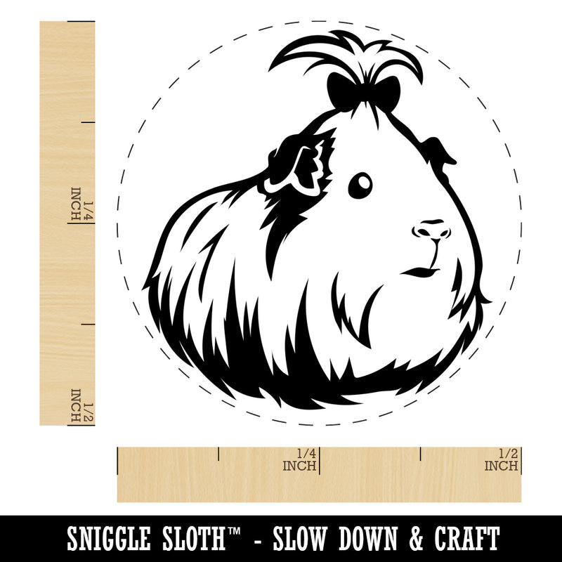 Cute Silkie Guinea Pig with Bow Rubber Stamp for Stamping Crafting Planners