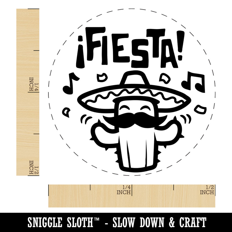 Fiesta Party Cactus with Sombrero Rubber Stamp for Stamping Crafting Planners