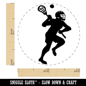 Lacrosse Player with Stick and Ball Rubber Stamp for Stamping Crafting Planners