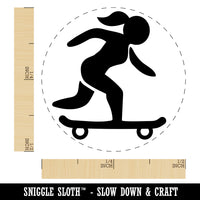 Skateboarding Woman on Skateboard Rubber Stamp for Stamping Crafting Planners