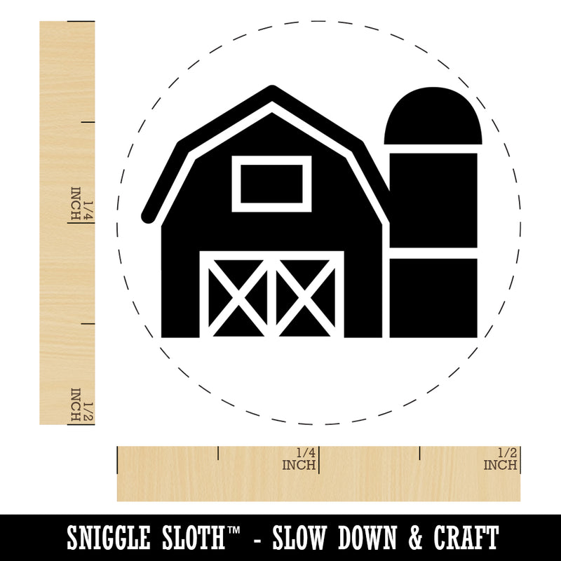 Farm Barn with Silo Rubber Stamp for Stamping Crafting Planners