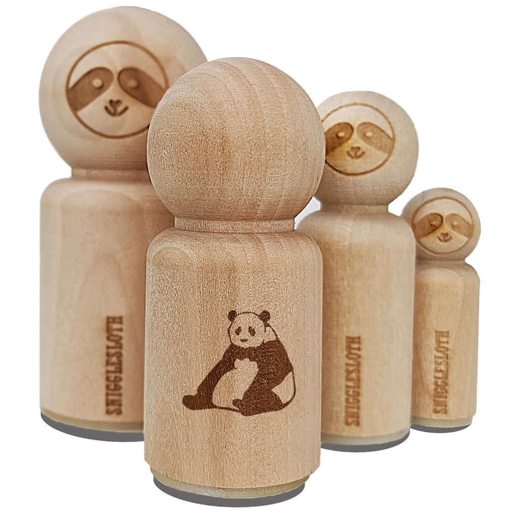 Giant Panda Bear Sitting Rubber Stamp for Stamping Crafting Planners