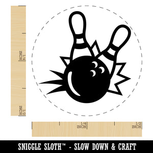 Bowling Ball Knocking Down Pins Rubber Stamp for Stamping Crafting Planners