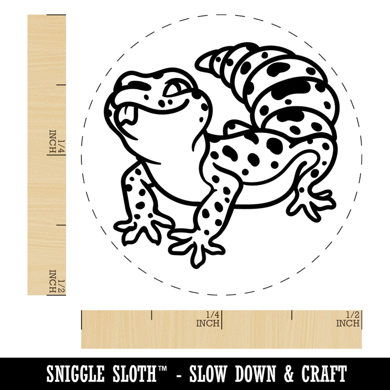 Fat Cute Leopard Gecko Lizard Reptile Rubber Stamp for Stamping Crafting Planners