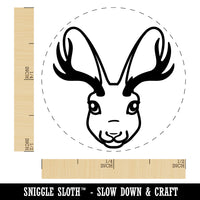 Jackalope Head Mythical Animal Jackrabbit Antelope Rubber Stamp for Stamping Crafting Planners