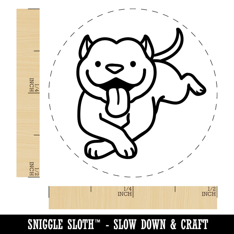 Pit Bull Happy Laying Down Dog Rubber Stamp for Stamping Crafting Planners
