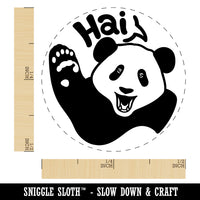 Waving Panda Saying Hai Rubber Stamp for Stamping Crafting Planners