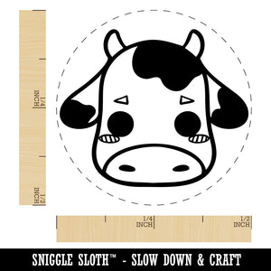 Charming Kawaii Chibi Cow Face Blushing Cheeks Milk Farm Rubber Stamp for Stamping Crafting Planners