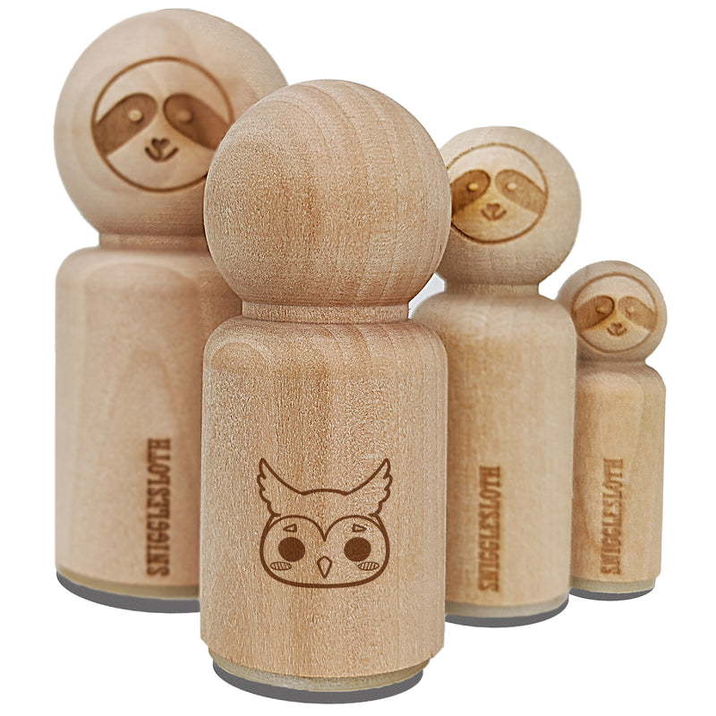 Charming Kawaii Chibi Owl Face Blushing Cheeks Great Horned Rubber Stamp for Stamping Crafting Planners