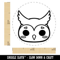 Charming Kawaii Chibi Owl Face Blushing Cheeks Great Horned Rubber Stamp for Stamping Crafting Planners