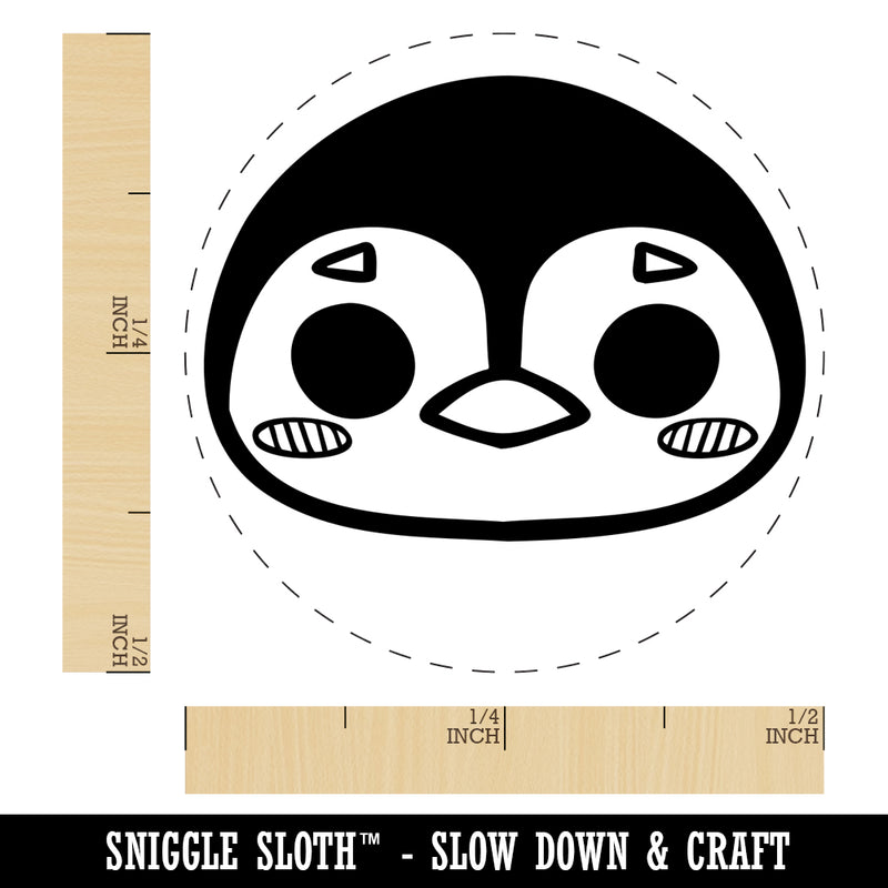 Charming Kawaii Chibi Penguin Face Blushing Cheeks Rubber Stamp for Stamping Crafting Planners