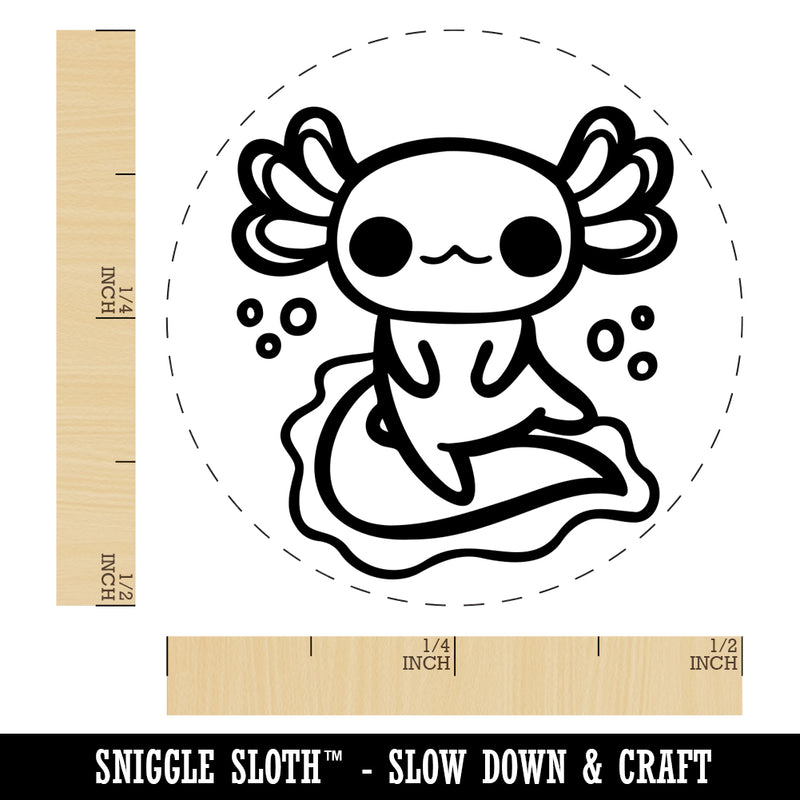 Delightful Kawaii Chibi Axolotl Rubber Stamp for Stamping Crafting Planners