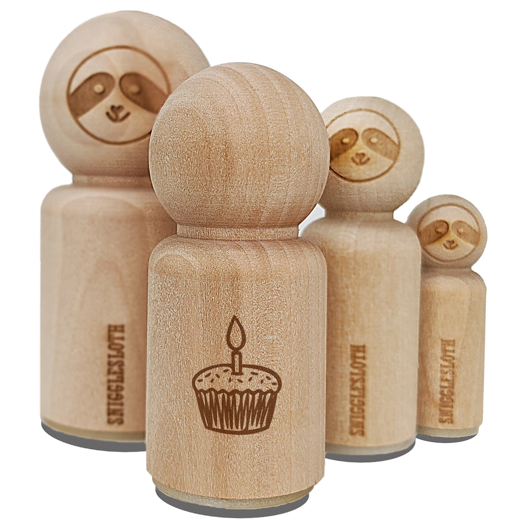 Sprinkled Birthday Cupcake with Candle Rubber Stamp for Stamping Crafting Planners