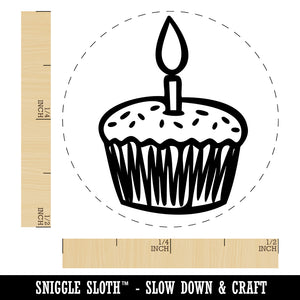 Sprinkled Birthday Cupcake with Candle Rubber Stamp for Stamping Crafting Planners