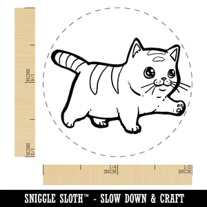 Cute Chubby Munchkin Cat Walking with Conviction Rubber Stamp for Stamping Crafting Planners